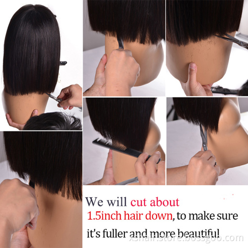2021 hot sale cheap human hair short cut straight raw human hair straight 4*4 lace closure bob wig